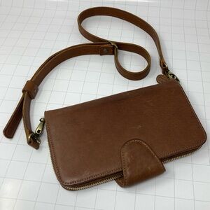 Amazon Brown Faux Leather Crossbody Wallet adjustable strap